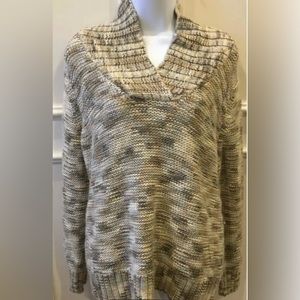 Liz Claiborne Shawl Collar Sweater Brown Marled Space Dye Knit XLP